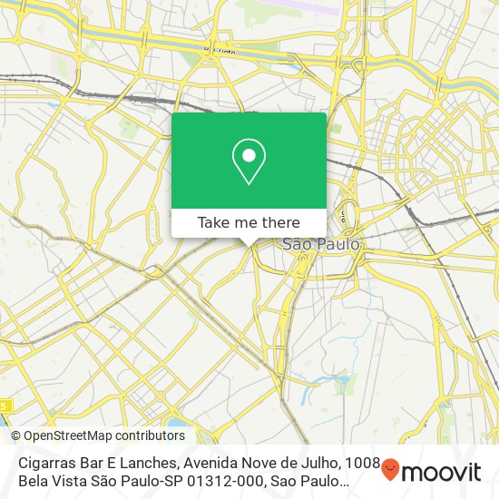 Mapa Cigarras Bar E Lanches, Avenida Nove de Julho, 1008 Bela Vista São Paulo-SP 01312-000