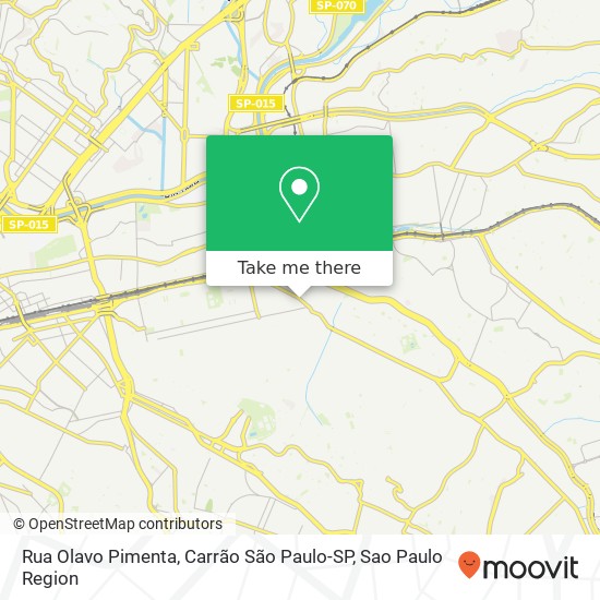 Mapa Rua Olavo Pimenta, Carrão São Paulo-SP
