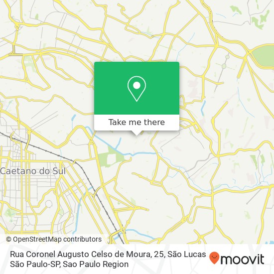 Mapa Rua Coronel Augusto Celso de Moura, 25, São Lucas São Paulo-SP