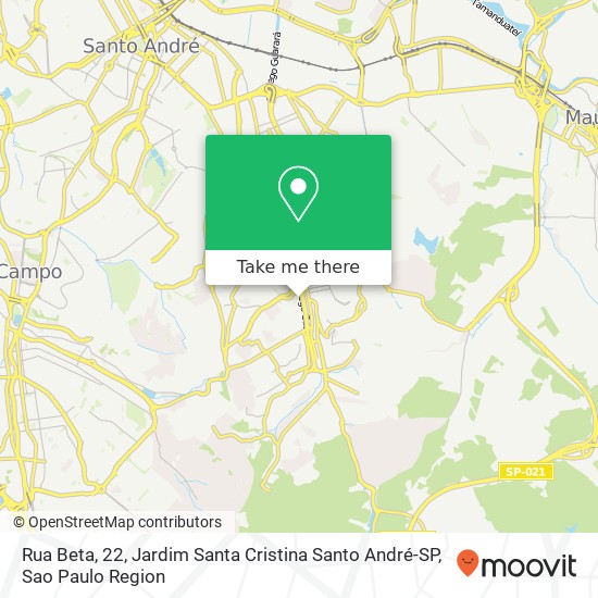 Rua Beta, 22, Jardim Santa Cristina Santo André-SP map