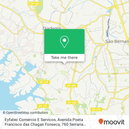 Mapa Eyfatec Comercio E Servicos, Avenida Poeta Francisco das Chagas Fonseca, 760 Serraria Diadema-SP 09980-240