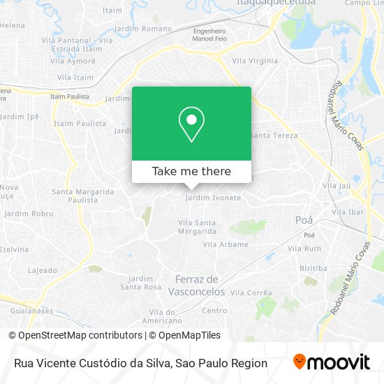 Mapa Rua Vicente Custódio da Silva