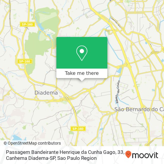 Passagem Bandeirante Henrique da Cunha Gago, 33, Canhema Diadema-SP map
