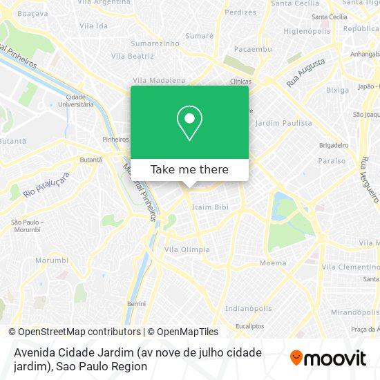 Avenida Cidade Jardim (av nove de julho cidade jardim) map