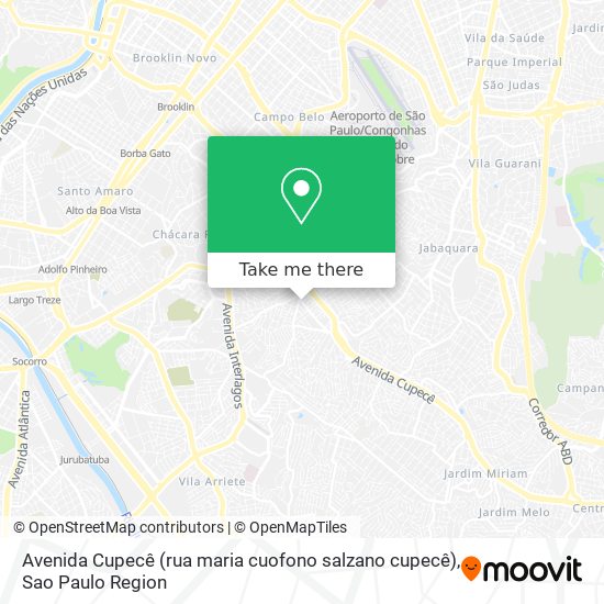 Mapa Avenida Cupecê (rua maria cuofono salzano cupecê)