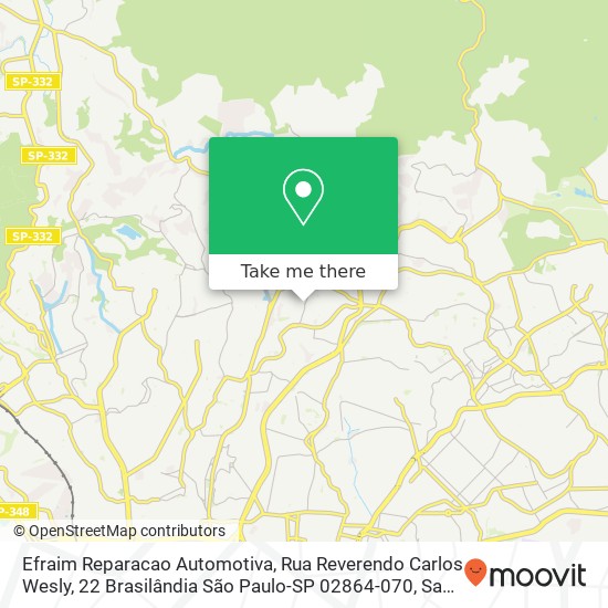 Mapa Efraim Reparacao Automotiva, Rua Reverendo Carlos Wesly, 22 Brasilândia São Paulo-SP 02864-070