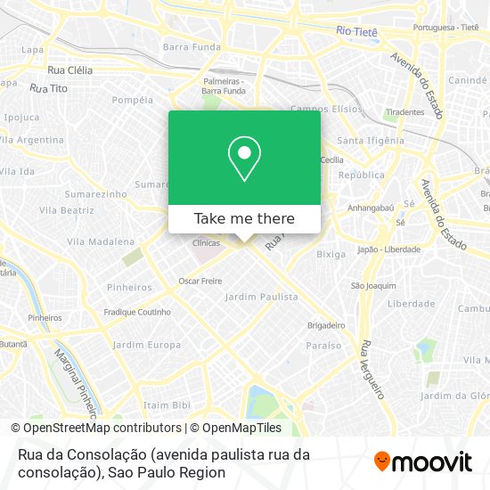 Mapa Rua da Consolação (avenida paulista rua da consolação)