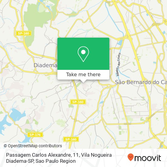Passagem Carlos Alexandre, 11, Vila Nogueira Diadema-SP map