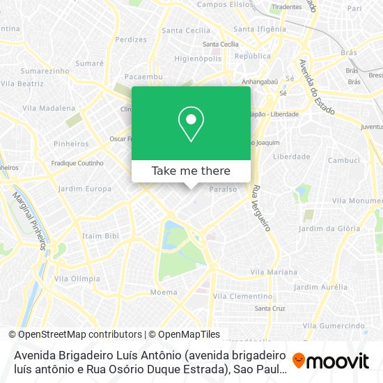 Avenida Brigadeiro Luís Antônio (avenida brigadeiro luís antônio e Rua Osório Duque Estrada) map