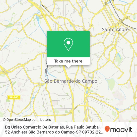 Mapa Dg Uniao Comercio De Baterias, Rua Paulo Setúbal, 52 Anchieta São Bernardo do Campo-SP 09732-220