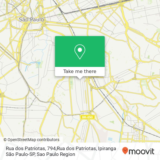 Mapa Rua dos Patriotas, 794,Rua dos Patriotas, Ipiranga São Paulo-SP