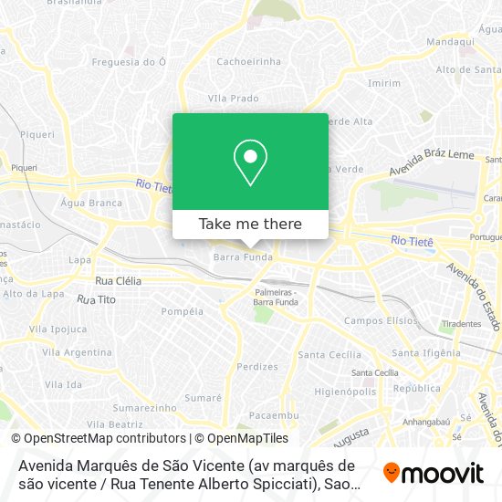 Mapa Avenida Marquês de São Vicente (av marquês de são vicente / Rua Tenente Alberto Spicciati)