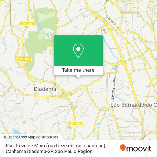 Rua Treze de Maio (rua treze de maio santana), Canhema Diadema-SP map