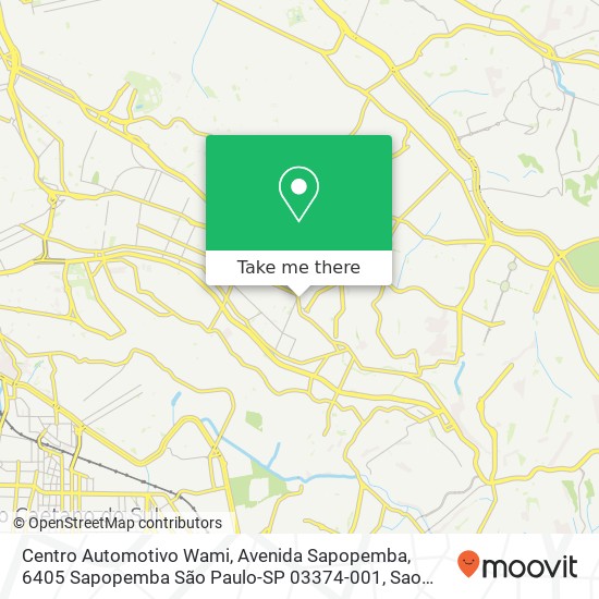 Mapa Centro Automotivo Wami, Avenida Sapopemba, 6405 Sapopemba São Paulo-SP 03374-001