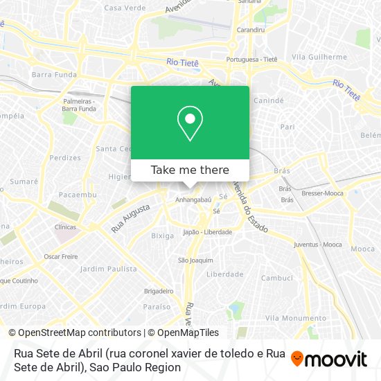 Mapa Rua Sete de Abril (rua coronel xavier de toledo e Rua Sete de Abril)