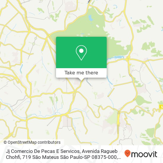 Mapa Jj Comercio De Pecas E Servicos, Avenida Ragueb Chohfi, 719 São Mateus São Paulo-SP 08375-000