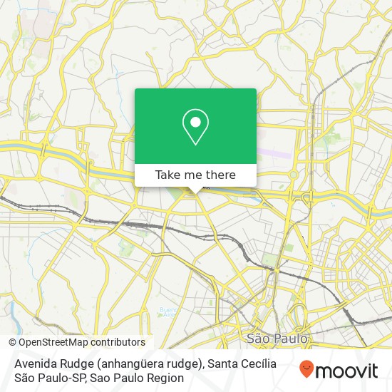 Avenida Rudge (anhangüera rudge), Santa Cecília São Paulo-SP map