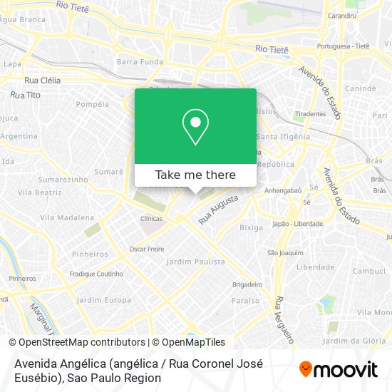 Mapa Avenida Angélica (angélica / Rua Coronel José Eusébio)