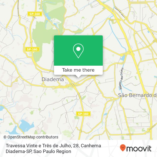 Mapa Travessa Vinte e Três de Julho, 28, Canhema Diadema-SP