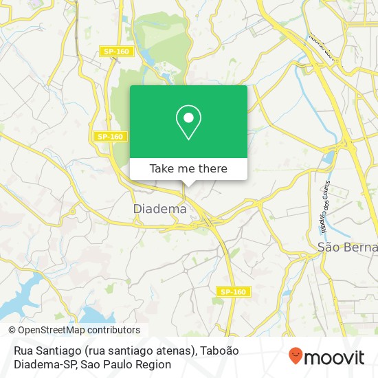 Mapa Rua Santiago (rua santiago atenas), Taboão Diadema-SP