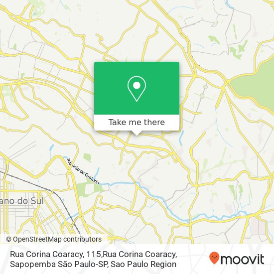 Mapa Rua Corina Coaracy, 115,Rua Corina Coaracy, Sapopemba São Paulo-SP