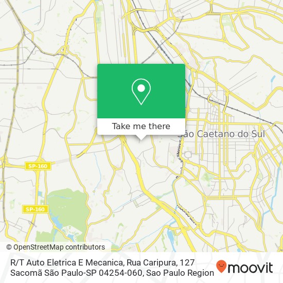 Mapa R / T Auto Eletrica E Mecanica, Rua Caripura, 127 Sacomã São Paulo-SP 04254-060
