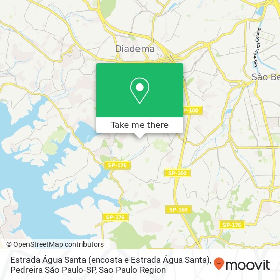 Mapa Estrada Água Santa (encosta e Estrada Água Santa), Pedreira São Paulo-SP