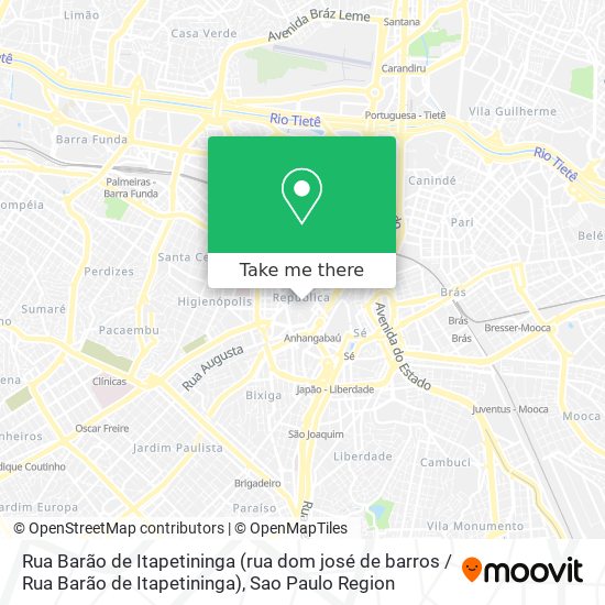 Mapa Rua Barão de Itapetininga (rua dom josé de barros / Rua Barão de Itapetininga)