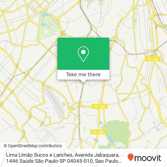 Mapa Lima Limão Sucos e Lanches, Avenida Jabaquara, 1446 Saúde São Paulo-SP 04045-010