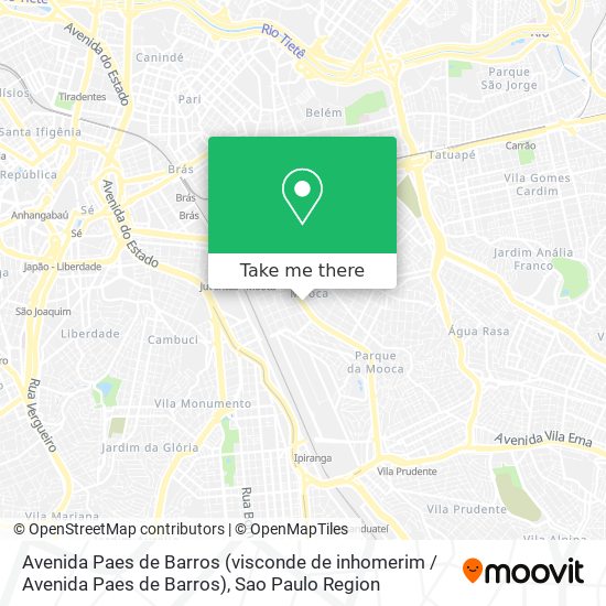 Mapa Avenida Paes de Barros (visconde de inhomerim / Avenida Paes de Barros)