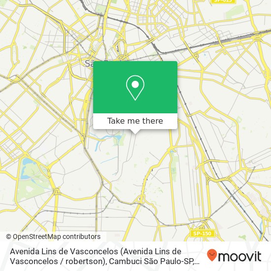 Avenida Lins de Vasconcelos (Avenida Lins de Vasconcelos / robertson), Cambuci São Paulo-SP map