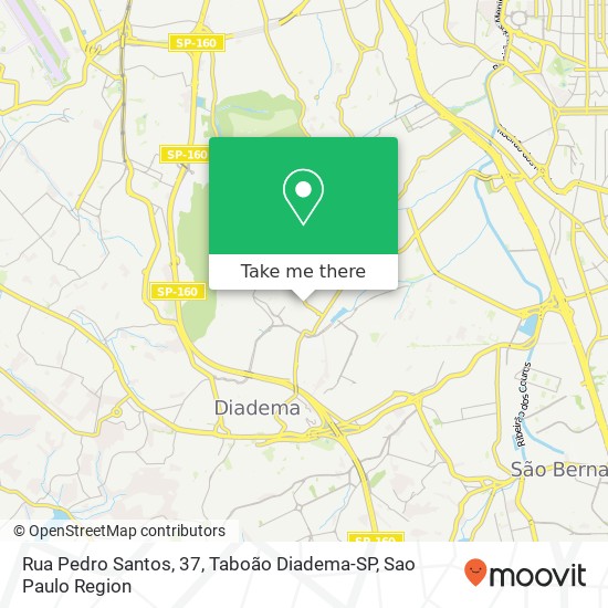 Mapa Rua Pedro Santos, 37, Taboão Diadema-SP