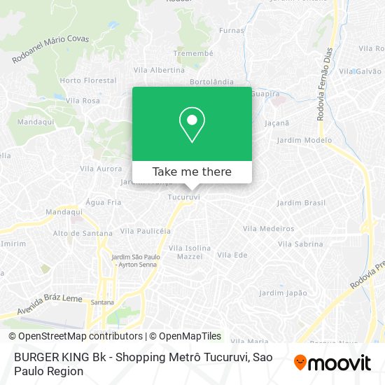 BURGER KING Bk - Shopping Metrô Tucuruvi map