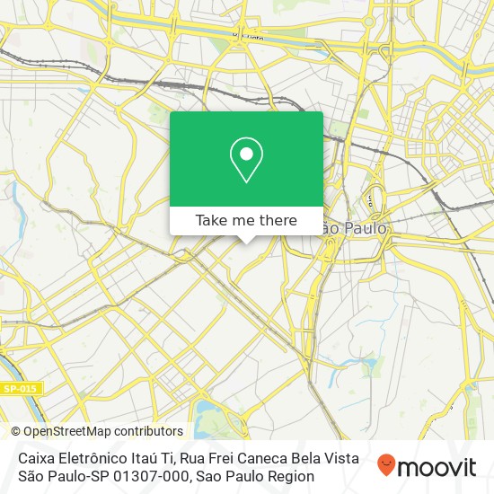 Mapa Caixa Eletrônico Itaú Ti, Rua Frei Caneca Bela Vista São Paulo-SP 01307-000