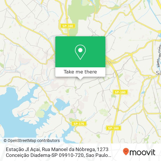 Mapa Estaçāo Jl Açai, Rua Manoel da Nóbrega, 1273 Conceição Diadema-SP 09910-720