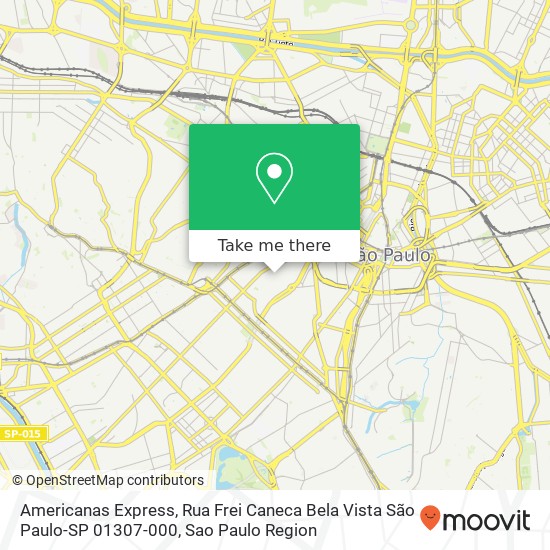 Mapa Americanas Express, Rua Frei Caneca Bela Vista São Paulo-SP 01307-000