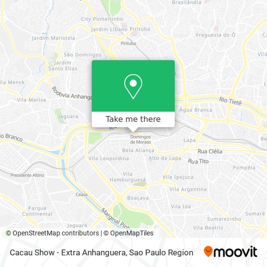Cacau Show - Extra Anhanguera map