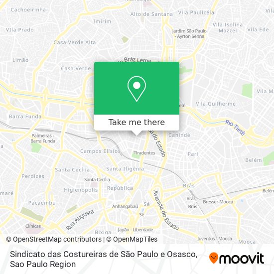 Sindicato das Costureiras de São Paulo e Osasco map