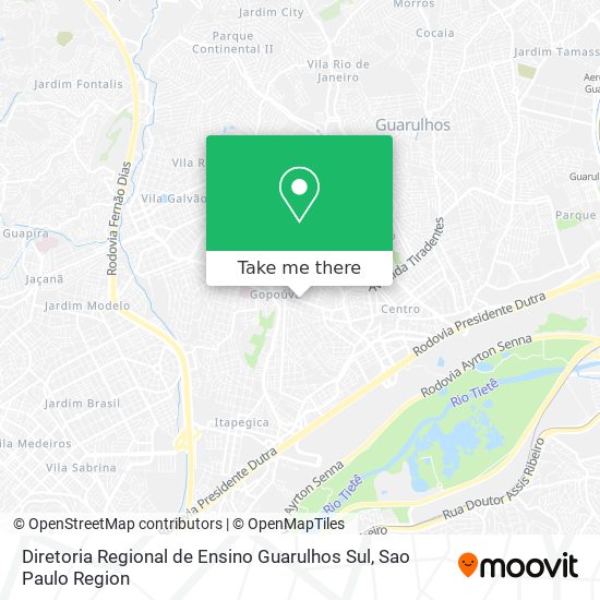 Mapa Diretoria Regional de Ensino Guarulhos Sul