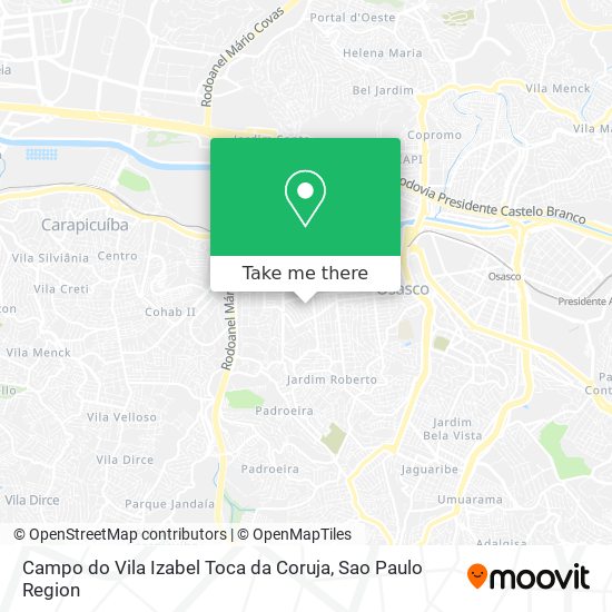 Mapa Campo do Vila Izabel Toca da Coruja