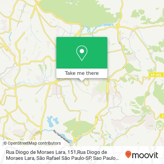 Mapa Rua Diogo de Moraes Lara, 151,Rua Diogo de Moraes Lara, São Rafael São Paulo-SP