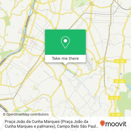 Mapa Praça João da Cunha Marques (Praça João da Cunha Marques e palmares), Campo Belo São Paulo-SP