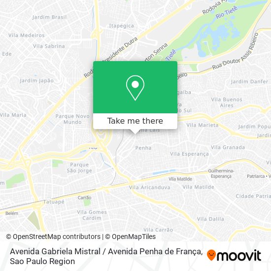 Mapa Avenida Gabriela Mistral / Avenida Penha de França