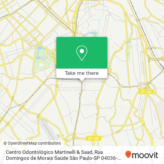 Mapa Centro Odontológico Martinelli & Saad, Rua Domingos de Morais Saúde São Paulo-SP 04036-100