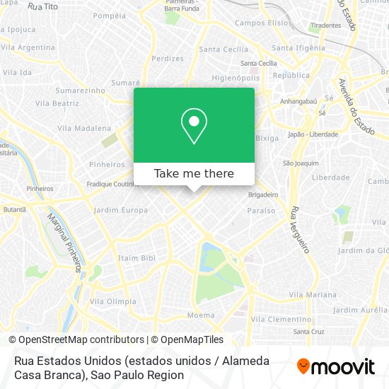 Rua Estados Unidos (estados unidos / Alameda Casa Branca) map