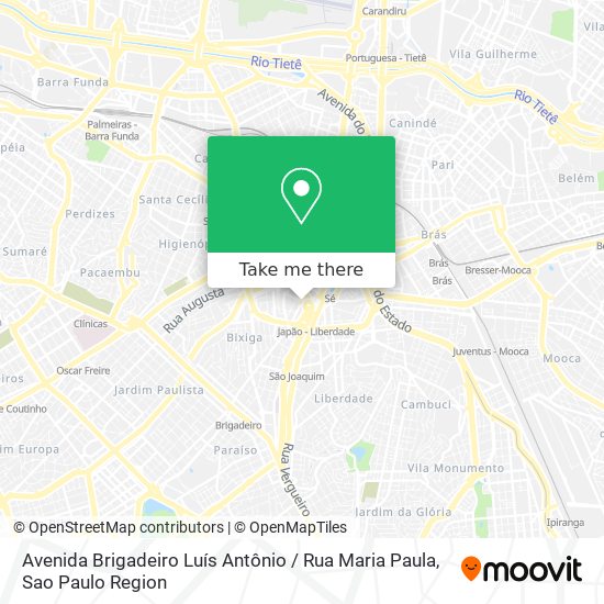 Mapa Avenida Brigadeiro Luís Antônio / Rua Maria Paula