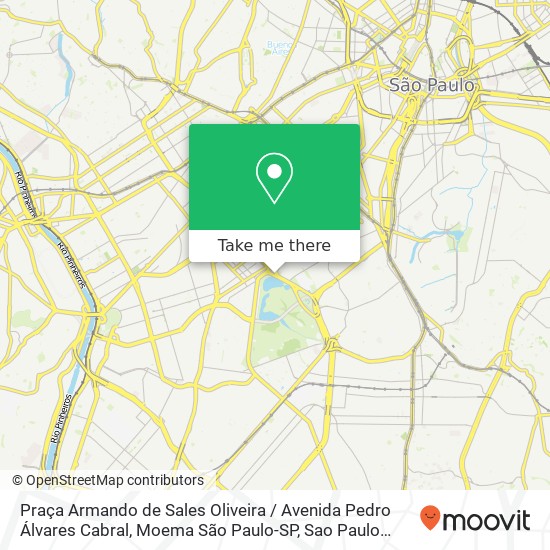 Mapa Praça Armando de Sales Oliveira / Avenida Pedro Álvares Cabral, Moema São Paulo-SP