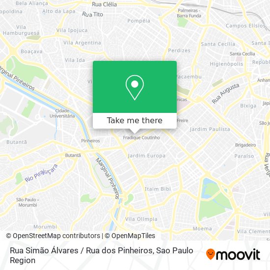 Mapa Rua Simão Álvares / Rua dos Pinheiros