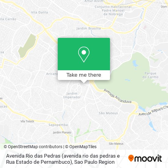 Mapa Avenida Rio das Pedras (avenida rio das pedras e Rua Estado de Pernambuco)