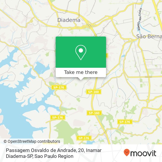 Mapa Passagem Osvaldo de Andrade, 20, Inamar Diadema-SP